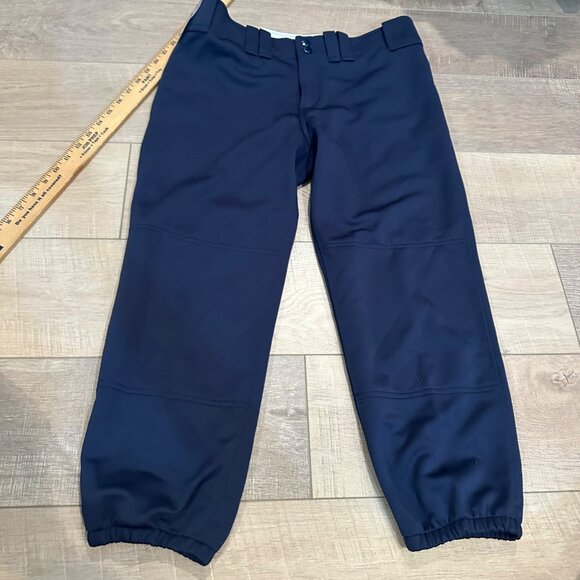 MIZUNO NAVY BLUE SOFTBALL PANTS NEW MEDIUM WOMENS ELASTIC BOTTOM - Picture 1 of 9